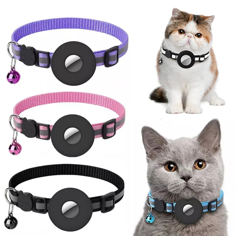 Reflective Collar Waterproof Holder Case For Airtag Air Tag Airtags Protective Cover Cat Dog Kitten Puppy Nylon Collar - Tivanohome